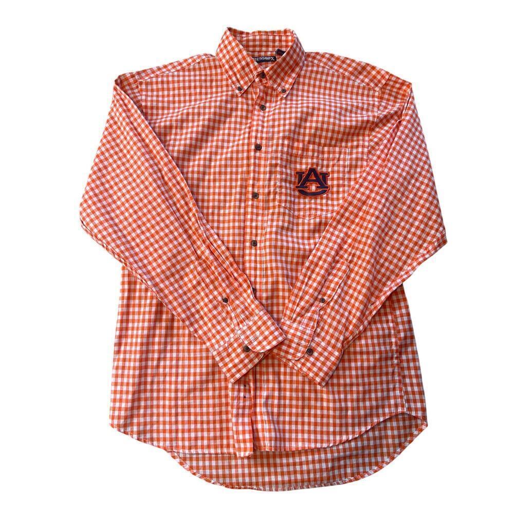 Pressbox Auburn University Orange and White Men's Long Sleeve Button Down. XL